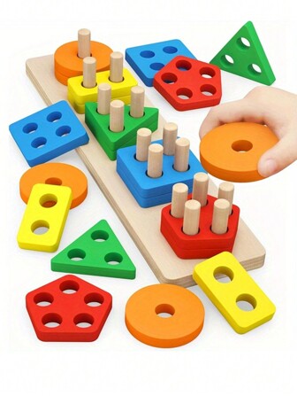 Wooden Sorting & Stacking Toys For Boys Girls Toddlers