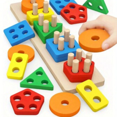 Wooden Sorting & Stacking Toys For Boys Girls Toddlers